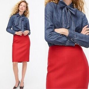 Wool Blend Pencil Skirt